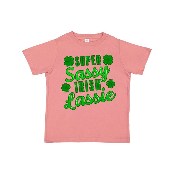 Inktastic Super Sassy Irish Lassy with Green 4 Leaf Clovers Boys or Girls Toddler T-Shirt