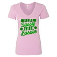 thumbnail image 1 of Inktastic Super Sassy Irish Lassy with Green 4 Leaf Clovers Women's V-Neck T-Shirt, 1 of 5