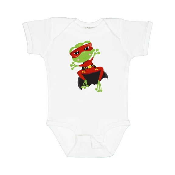 Inktastic Superhero Frog, Cute Frog, Green Frog, Mask, Cape Boys or Girls Baby Bodysuit