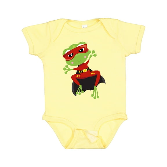 Inktastic Superhero Frog, Cute Frog, Green Frog, Mask, Cape Boys or Girls Baby Bodysuit