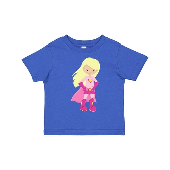 Inktastic Superhero Girl, Blonde Hair, Cute Girl, Pink Cape Girls Toddler T-Shirt