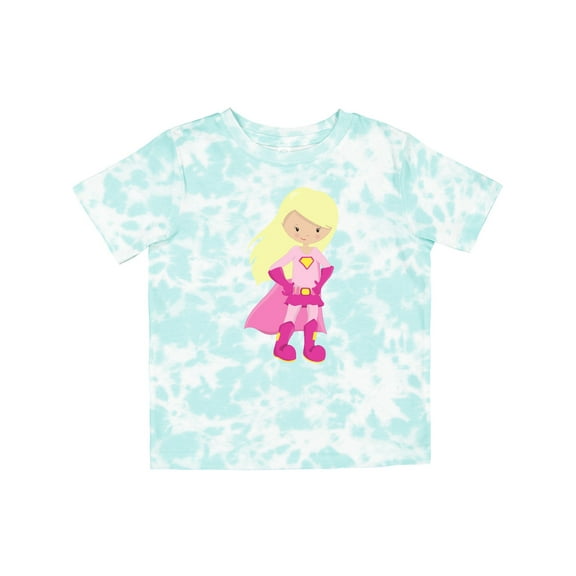 Inktastic Superhero Girl, Blonde Hair, Cute Girl, Pink Cape Girls Toddler T-Shirt