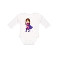 thumbnail image 1 of Inktastic Superhero Girl, Brown Hair, Cute Girl, Purple Cape Girls Long Sleeve Baby Bodysuit, 1 of 5