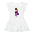 thumbnail image 1 of Inktastic Superhero Girl, Brown Hair, Cute Girl, Purple Cape Girls Toddler Dress, 1 of 5