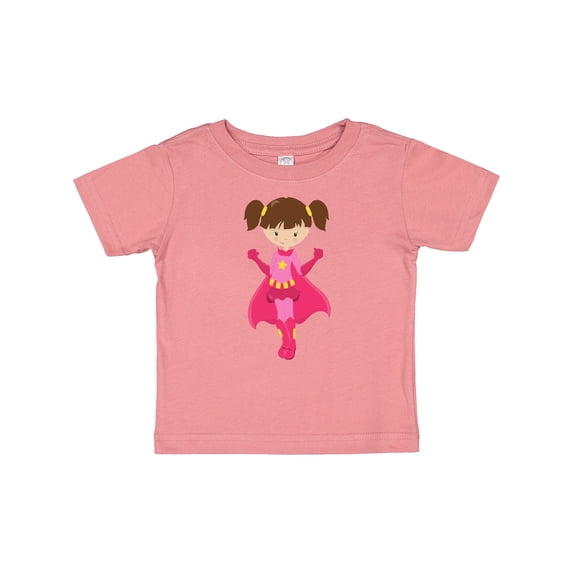 Inktastic Superhero Girl, Brown Hair, Pink Cape, Cute Girl Girls Baby T-Shirt
