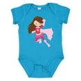 thumbnail image 1 of Inktastic Superhero Girl, Cute Girl, Brown Hair, Pink Cape Girls Baby Bodysuit, 1 of 5