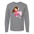 thumbnail image 1 of Inktastic Superhero Girl, Brown Hair, Pink Costume Long Sleeve T-Shirt, 1 of 5