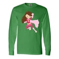 thumbnail image 1 of Inktastic Superhero Girl, Brown Hair, Pink Costume Long Sleeve T-Shirt, 1 of 5
