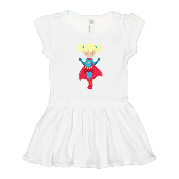 Inktastic Superhero Girl, Cute Girl, Blonde Hair, Red Cape Girls Toddler Dress