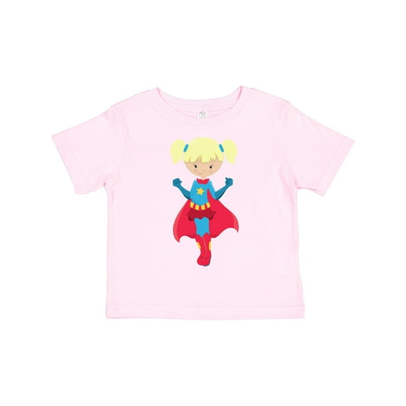 Inktastic Superhero Girl, Cute Girl, Blonde Hair, Red Cape Girls Toddler T-Shirt