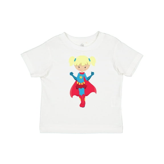 Inktastic Superhero Girl, Cute Girl, Blonde Hair, Red Cape Girls Toddler T-Shirt
