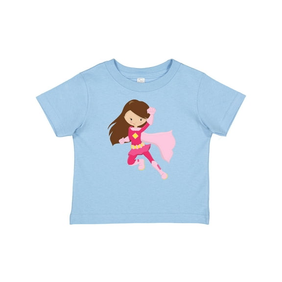 Inktastic Superhero Girl, Cute Girl, Brown Hair, Pink Cape Girls Baby T-Shirt