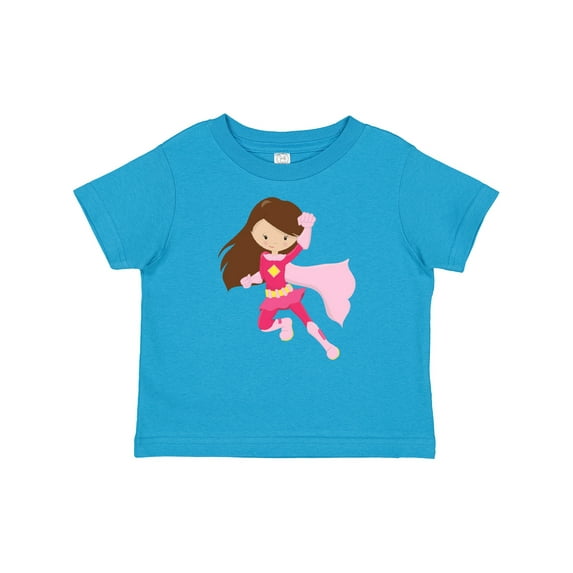 Inktastic Superhero Girl, Cute Girl, Brown Hair, Pink Cape Girls Baby T-Shirt