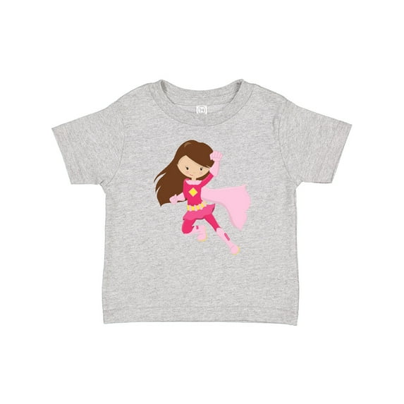 Inktastic Superhero Girl, Cute Girl, Brown Hair, Pink Cape Girls Baby T-Shirt