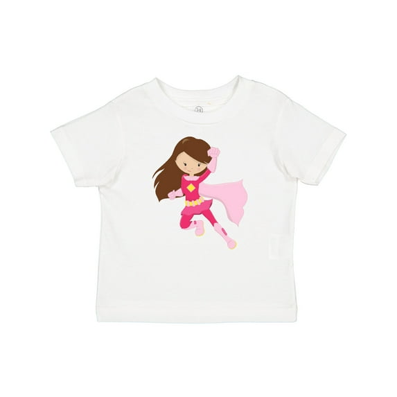 Inktastic Superhero Girl, Cute Girl, Brown Hair, Pink Cape Girls Baby T-Shirt
