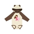 thumbnail image 1 of Inktastic Superhero Girl, Cute Girl, Brown Hair, Pink Cape Girls Long Sleeve Baby Bodysuit, 1 of 5