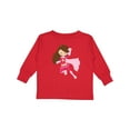 thumbnail image 1 of Inktastic Superhero Girl, Cute Girl, Brown Hair, Pink Cape Girls Long Sleeve Toddler T-Shirt, 1 of 5