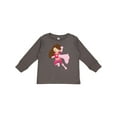 thumbnail image 1 of Inktastic Superhero Girl, Cute Girl, Brown Hair, Pink Cape Girls Long Sleeve Toddler T-Shirt, 1 of 5