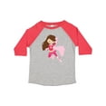 thumbnail image 1 of Inktastic Superhero Girl, Cute Girl, Brown Hair, Pink Cape Girls Toddler T-Shirt, 1 of 5