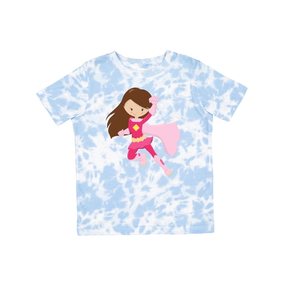 Inktastic Superhero Girl, Cute Girl, Brown Hair, Pink Cape Girls Toddler T-Shirt