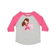 thumbnail image 1 of Inktastic Superhero Girl, Cute Girl, Brown Hair, Pink Cape Girls Toddler T-Shirt, 1 of 5