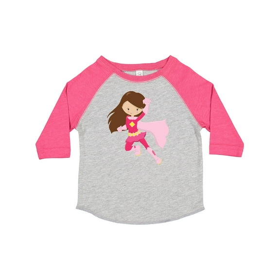 Inktastic Superhero Girl, Cute Girl, Brown Hair, Pink Cape Girls Toddler T-Shirt