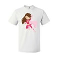 thumbnail image 1 of Inktastic Superhero Girl, Cute Girl, Brown Hair, Pink Cape T-Shirt, 1 of 5