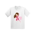 thumbnail image 1 of Inktastic Superhero Girl, Cute Girl, Brown Hair, Pink Cape Youth T-Shirt, 1 of 5