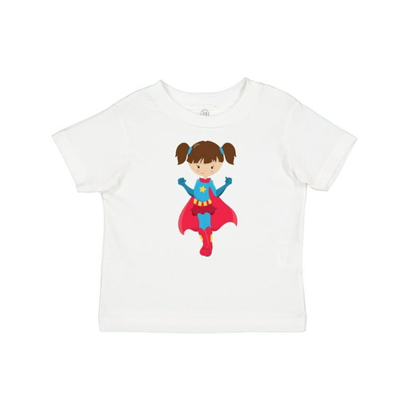 Inktastic Superhero Girl, Cute Girl, Brown Hair, Red Cape Girls Baby T-Shirt