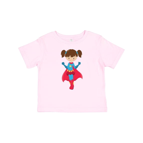 Inktastic Superhero Girl, Cute Girl, Brown Hair, Red Cape Girls Baby T-Shirt