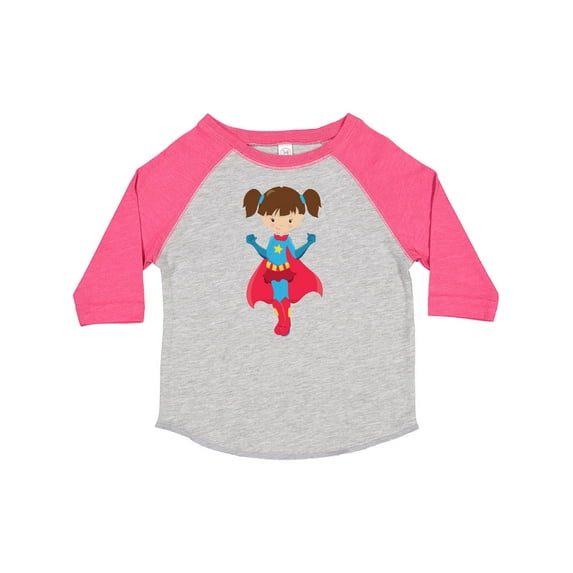 Inktastic Superhero Girl, Cute Girl, Brown Hair, Red Cape Girls Toddler T-Shirt