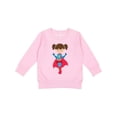 thumbnail image 1 of Inktastic Superhero Girl, Cute Girl, Brown Hair, Red Cape Toddler Sweatshirt, 1 of 4