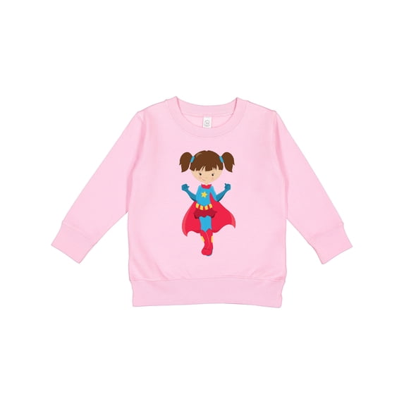 Inktastic Superhero Girl, Cute Girl, Brown Hair, Red Cape Toddler Sweatshirt