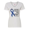 thumbnail image 1 of Inktastic Support, Educate, Care, Cure Colon Cancer Awareness Women's V-Neck T-Shirt, 1 of 5