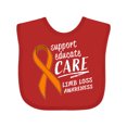 thumbnail image 1 of Inktastic Support Educate Care Limb Loss Awareness Orange Ribbon Boys or Girls Baby Bib, 1 of 4