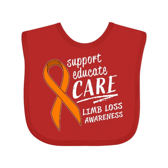Inktastic Support Educate Care Limb Loss Awareness Orange Ribbon Boys or Girls Baby Bib
