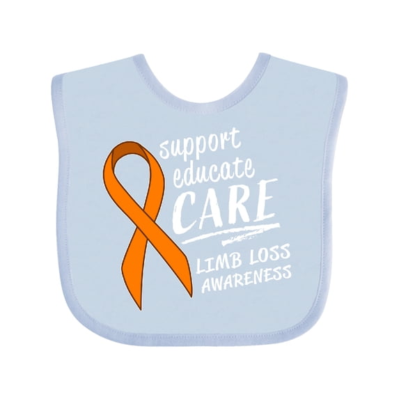 Inktastic Support Educate Care Limb Loss Awareness Orange Ribbon Boys or Girls Baby Bib