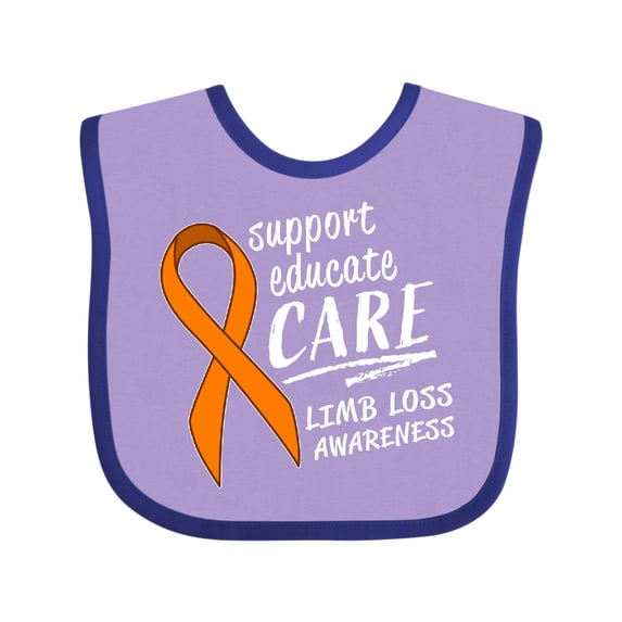 Inktastic Support Educate Care Limb Loss Awareness Orange Ribbon Boys or Girls Baby Bib