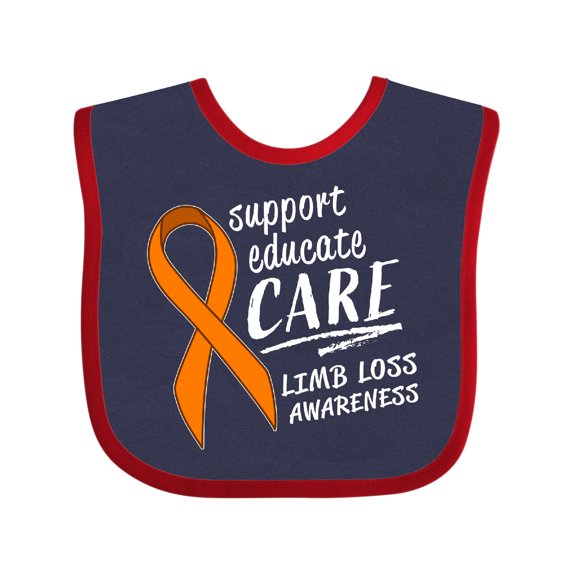 Inktastic Support Educate Care Limb Loss Awareness Orange Ribbon Boys or Girls Baby Bib