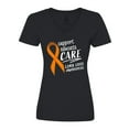 thumbnail image 1 of Inktastic Support Educate Care Limb Loss Awareness Orange Ribbon Women's V-Neck T-Shirt, 1 of 5