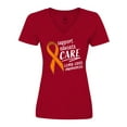thumbnail image 1 of Inktastic Support Educate Care Limb Loss Awareness Orange Ribbon Women's V-Neck T-Shirt, 1 of 5