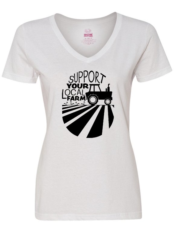 Support Your Local Farm- Tractor Women's V-Neck T-Shirt