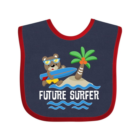 Inktastic Surfing Future Surfer Bear Boys or Girls Baby Bib