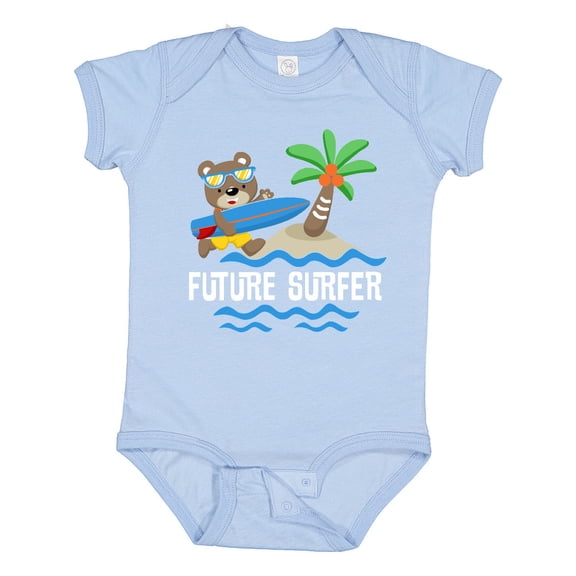 Inktastic Surfing Future Surfer Bear Boys or Girls Baby Bodysuit