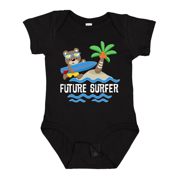 Inktastic Surfing Future Surfer Bear Boys or Girls Baby Bodysuit