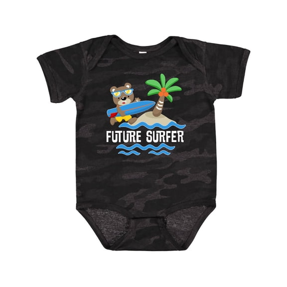 Inktastic Surfing Future Surfer Bear Boys or Girls Baby Bodysuit