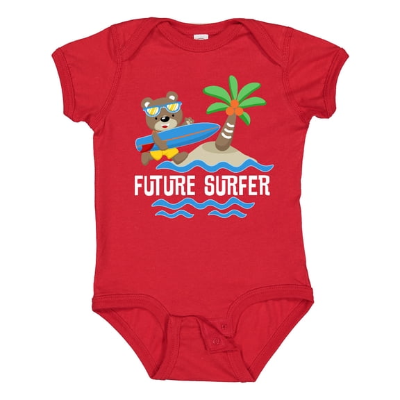 Inktastic Surfing Future Surfer Bear Boys or Girls Baby Bodysuit