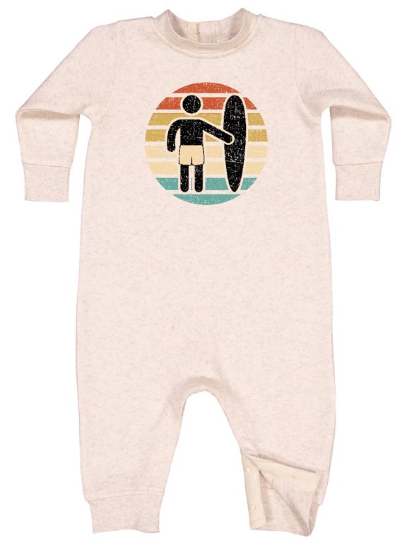 Surfing Retro Sunset for Surfer Baby Fleece Romper