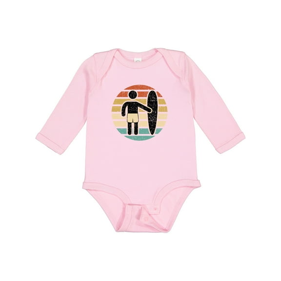 Inktastic Surfing Retro Sunset for Surfer Boys or Girls Long Sleeve Baby Bodysuit