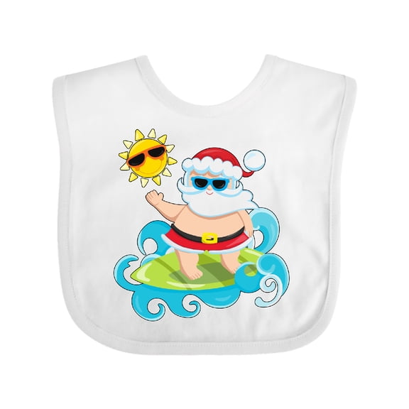 Inktastic Surfing Santa Boys or Girls Baby Bib